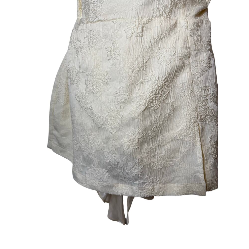 NWT Lulus XL Charming Ideal Ivory Floral Jaquard Organza Bow Back Romper Bridal - Picture 5 of 11